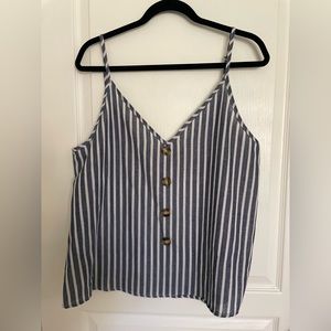 SHEIN women’s blue/white striped blouse with faux buttons size 0XL